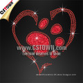 Paw print love wholesale ruby rhinestone iron ons for jeans